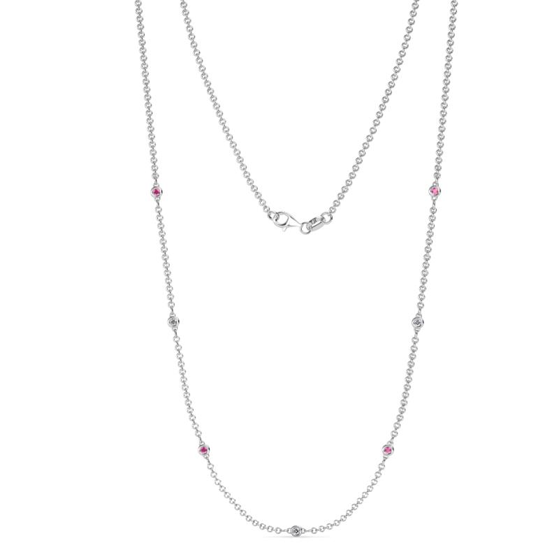 Salina (7 Stn/1.9mm) Pink Sapphire and Lab Grown Diamond on Cable Necklace 