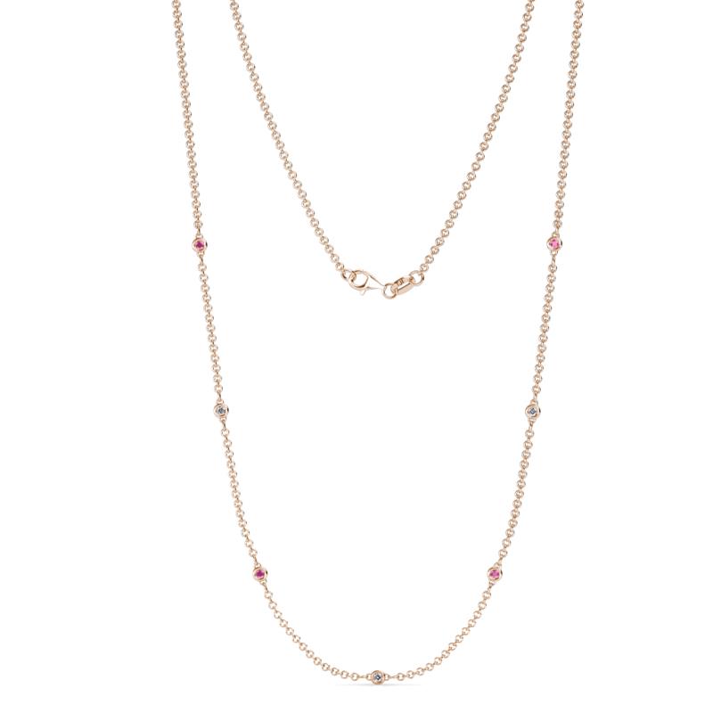 Salina (7 Stn/1.9mm) Pink Sapphire and Lab Grown Diamond on Cable Necklace 