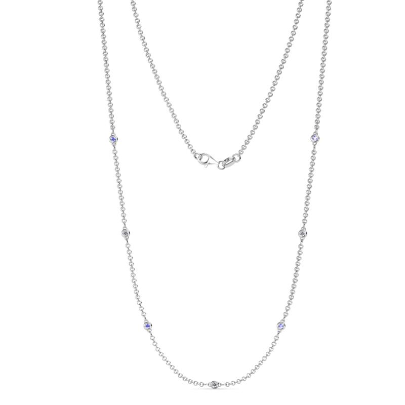 Salina (7 Stn/1.9mm) Tanzanite and Lab Grown Diamond on Cable Necklace 