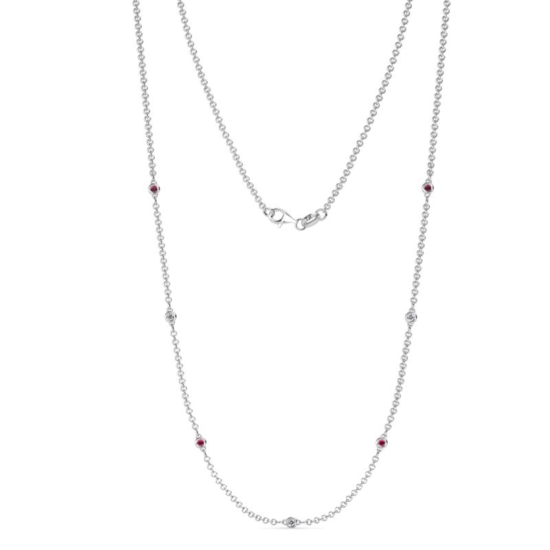 Salina (7 Stn/1.9mm) Ruby and Lab Grown Diamond on Cable Necklace 