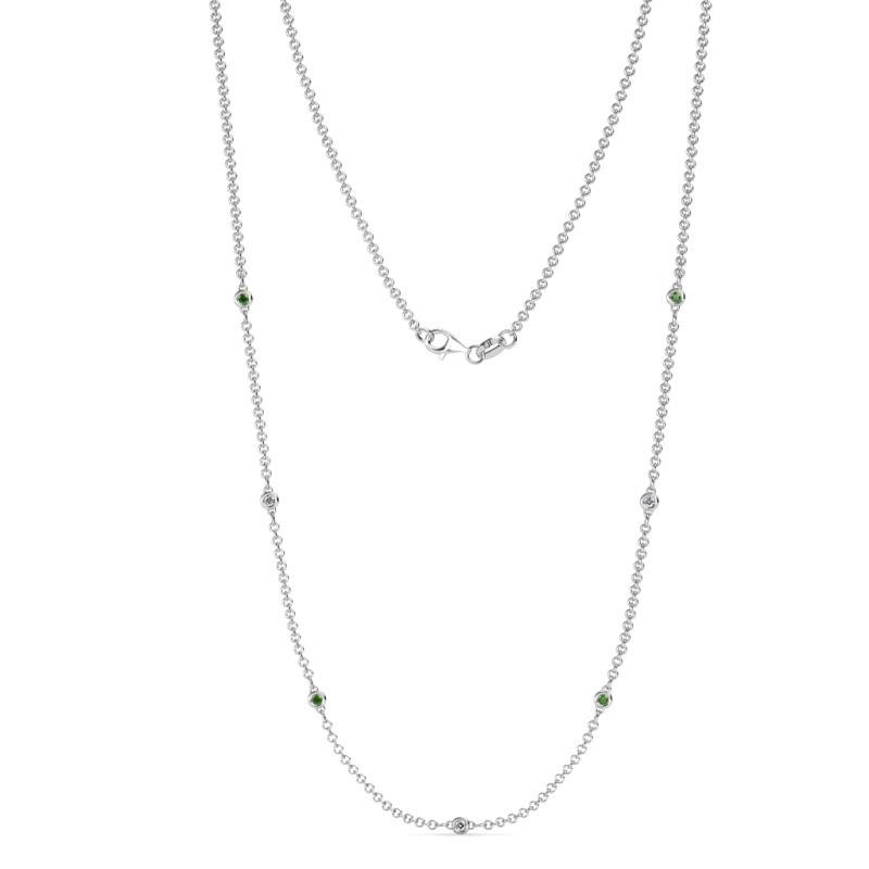 Salina (7 Stn/1.9mm) Green Garnet and Lab Grown Diamond on Cable Necklace 