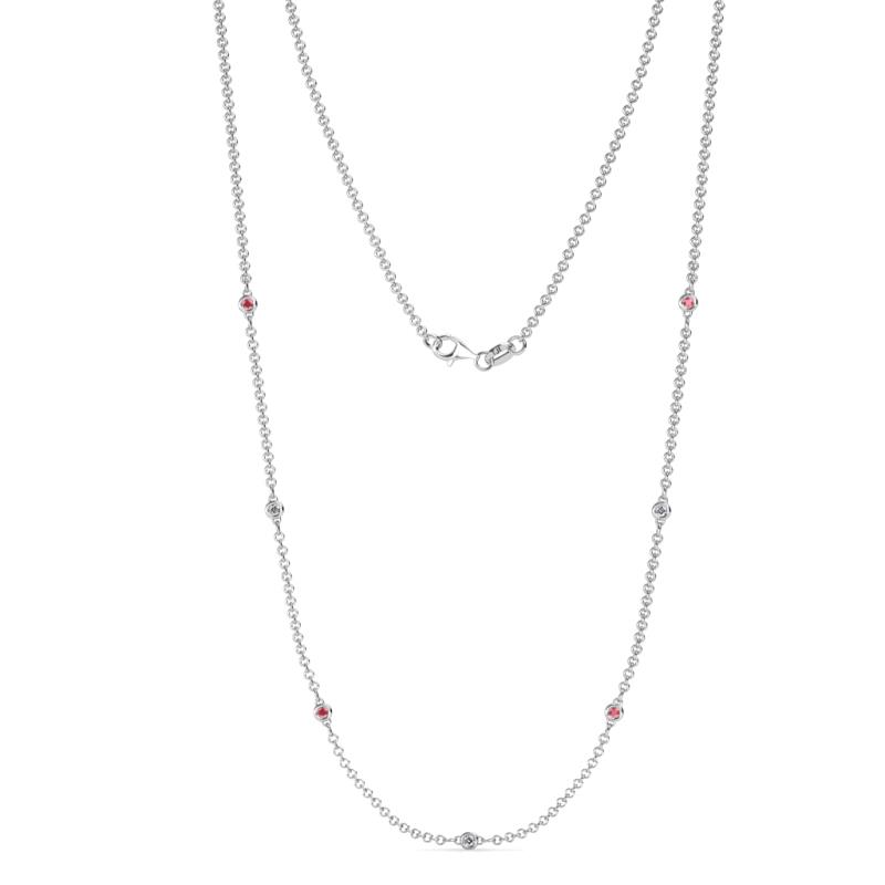 Salina (7 Stn/1.9mm) Pink Tourmaline and Lab Grown Diamond on Cable Necklace 