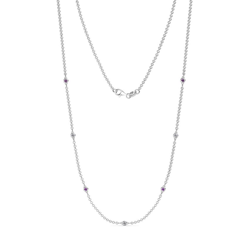 Salina (7 Stn/1.9mm) Amethyst and Lab Grown Diamond on Cable Necklace 