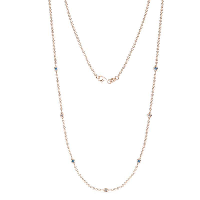 Salina (7 Stn/1.9mm) Blue Topaz and Lab Grown Diamond on Cable Necklace 