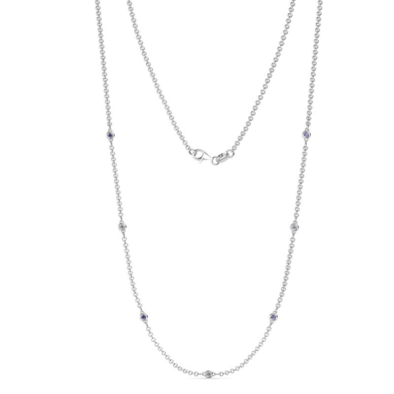 Salina (7 Stn/1.9mm) Iolite and Lab Grown Diamond on Cable Necklace 