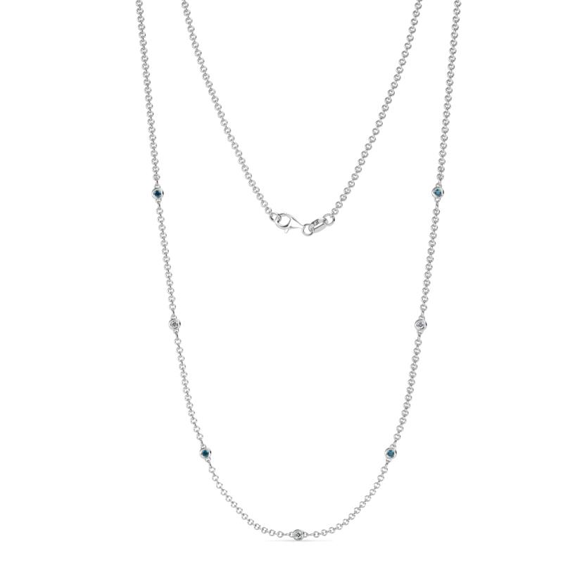 Salina (7 Stn/1.9mm) London Blue Topaz and Lab Grown Diamond on Cable Necklace 