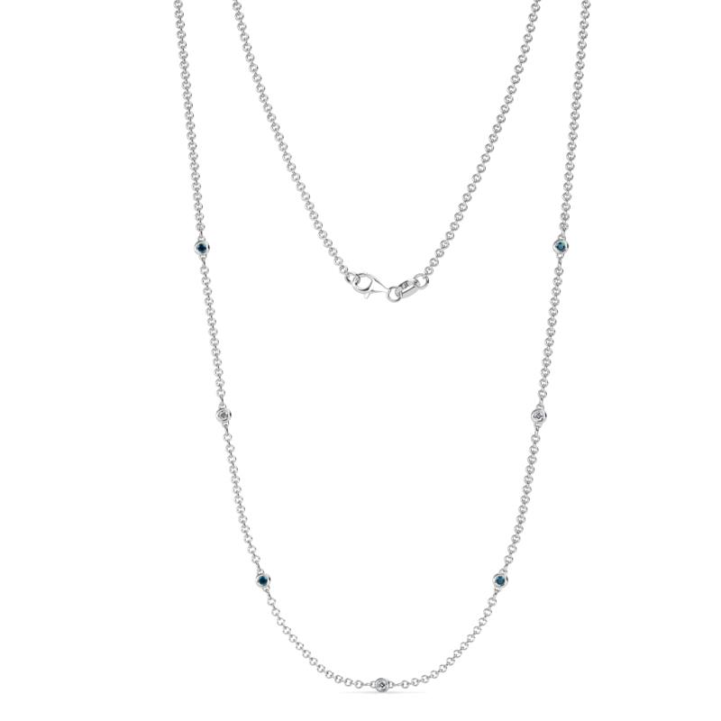 Salina (7 Stn/1.9mm) Blue Diamond and White Lab Grown Diamond on Cable Necklace 