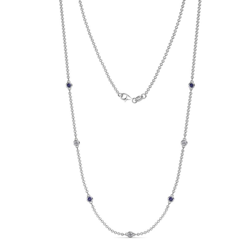 Salina (7 Stn/2.3mm) Blue Sapphire and Lab Grown Diamond on Cable Necklace 