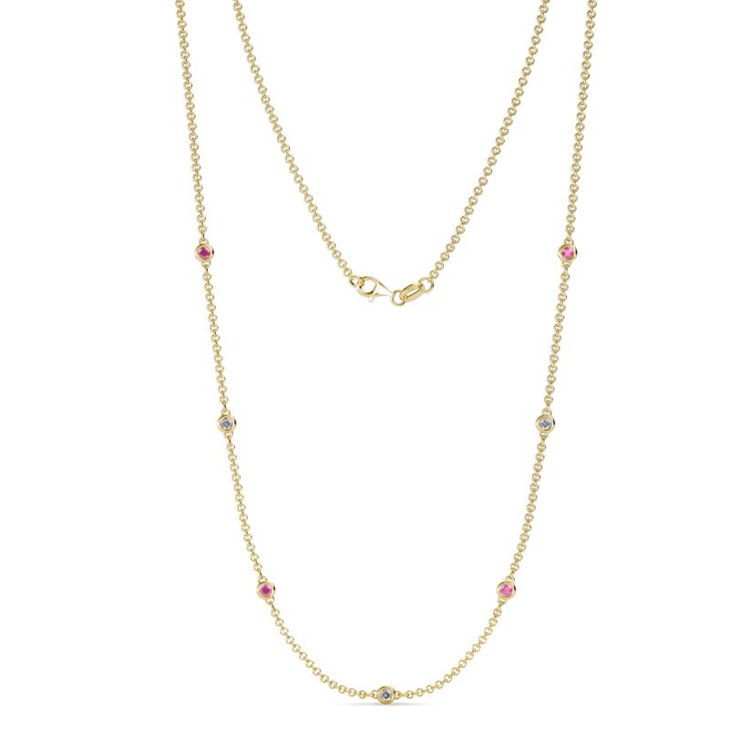 Salina (7 Stn/2.3mm) Pink Sapphire and Lab Grown Diamond on Cable Necklace 