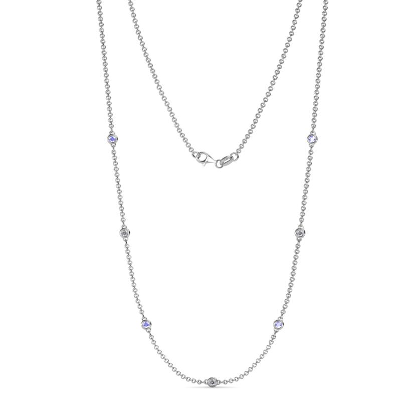 Salina (7 Stn/2.3mm) Tanzanite and Lab Grown Diamond on Cable Necklace 