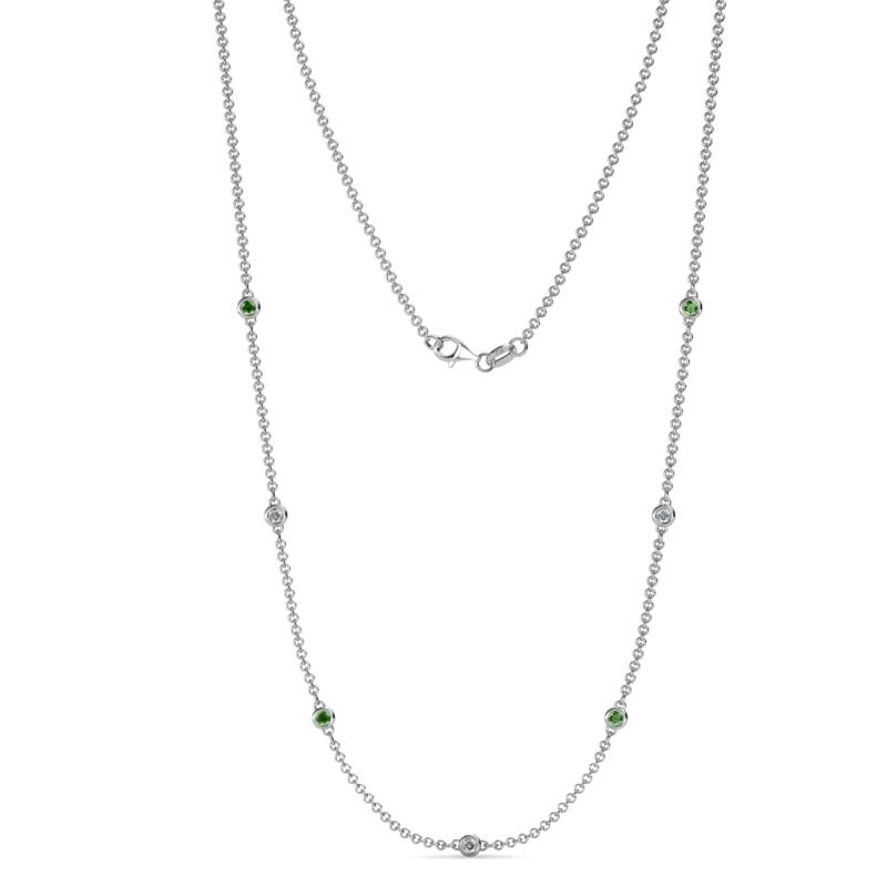 Salina (7 Stn/2.3mm) Green Garnet and Lab Grown Diamond on Cable Necklace 