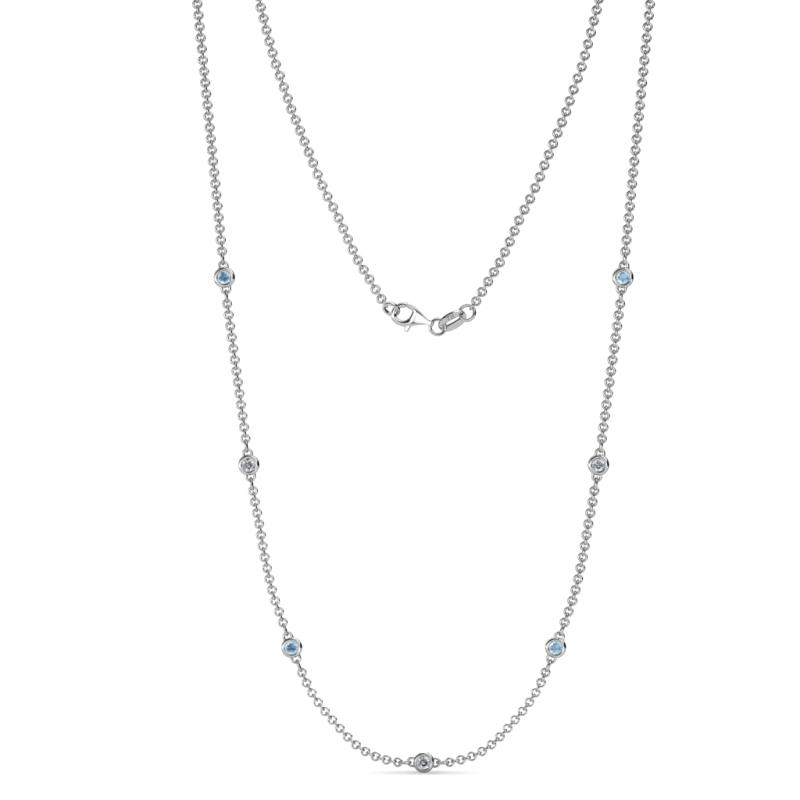 Salina (7 Stn/2.3mm) Aquamarine and Lab Grown Diamond on Cable Necklace 