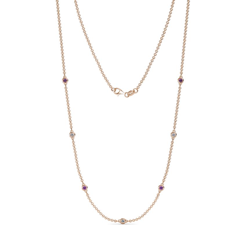 Salina (7 Stn/2.3mm) Amethyst and Lab Grown Diamond on Cable Necklace 
