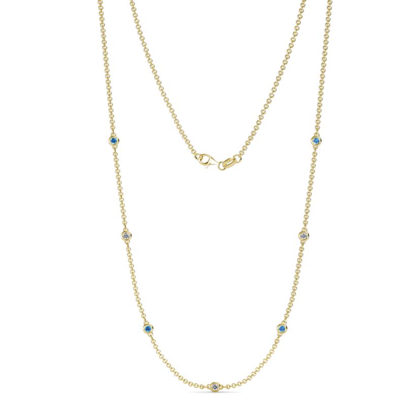 Salina (7 Stn/2.3mm) Blue Topaz and Lab Grown Diamond on Cable Necklace 