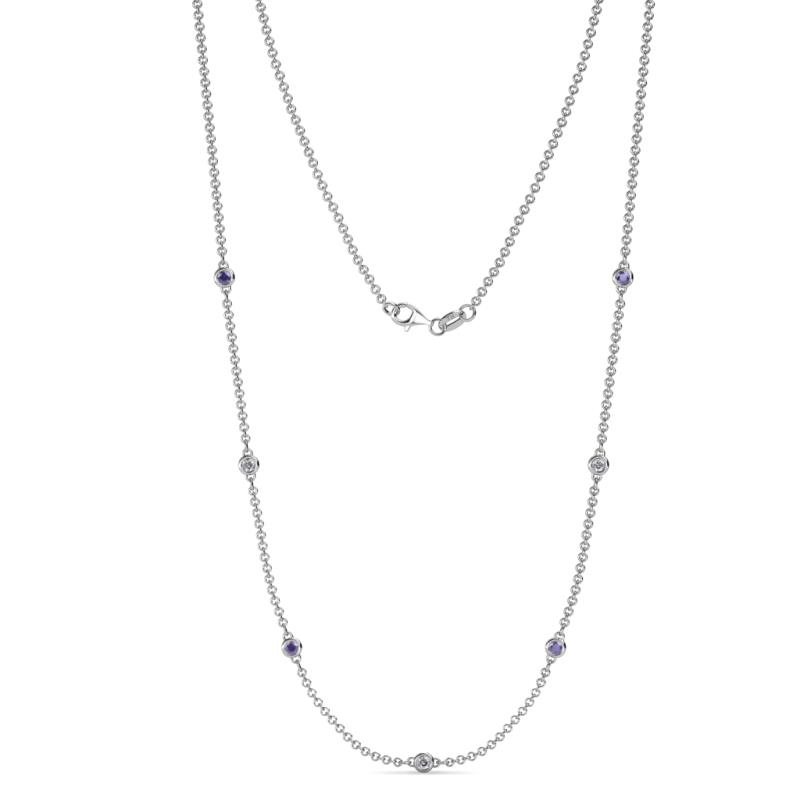 Salina (7 Stn/2.3mm) Iolite and Lab Grown Diamond on Cable Necklace 