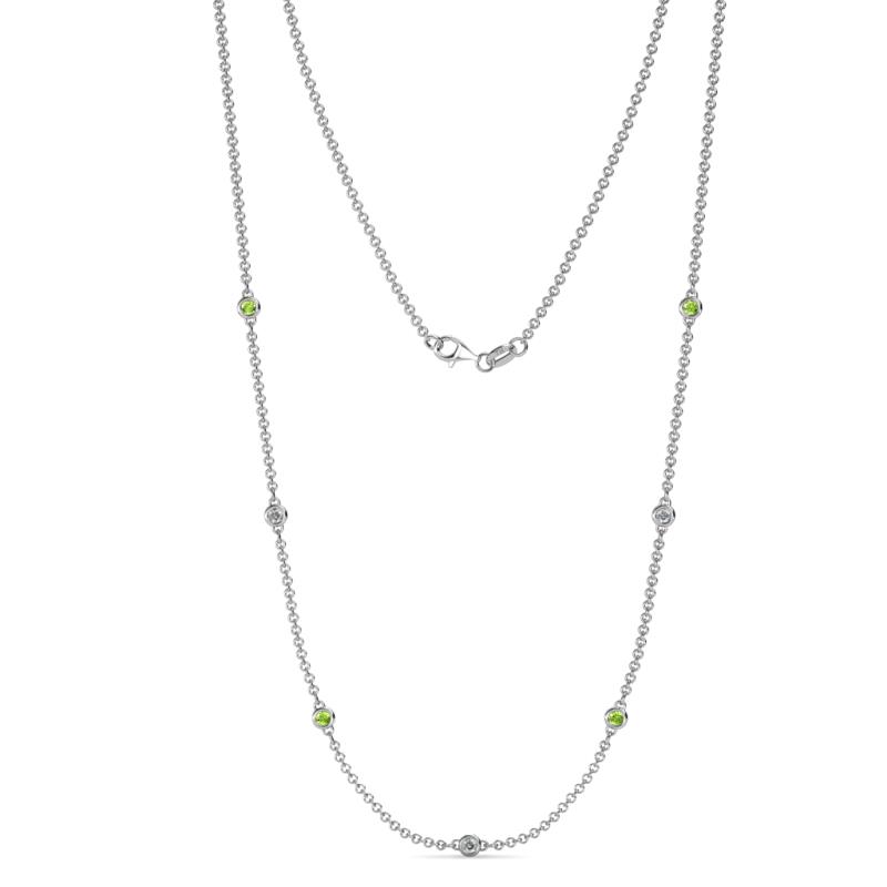 Salina (7 Stn/2.3mm) Peridot and Lab Grown Diamond on Cable Necklace 