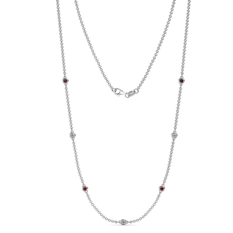Salina (7 Stn/2.3mm) Red Garnet and Lab Grown Diamond on Cable Necklace 