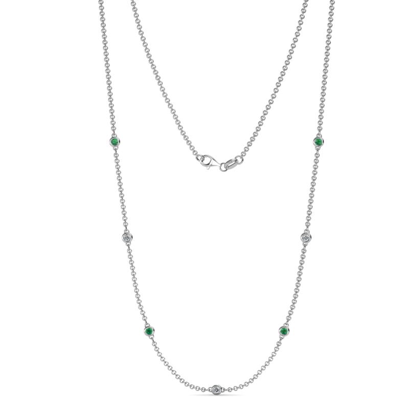 Salina (7 Stn/2.3mm) Emerald and Lab Grown Diamond on Cable Necklace 