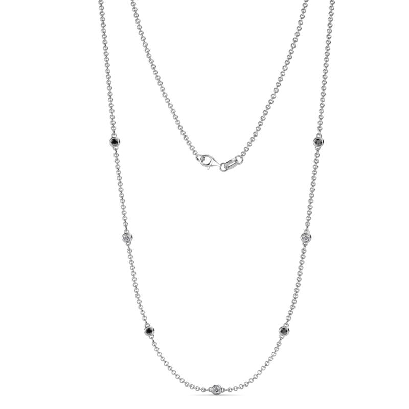 Salina (7 Stn/2.3mm) Black Diamond and White Lab Grown Diamond on Cable Necklace 