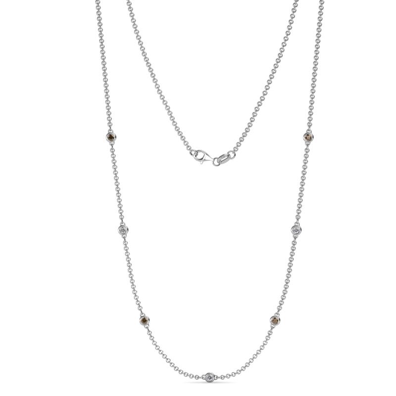 Salina (7 Stn/2.3mm) Smoky Quartz and Lab Grown Diamond on Cable Necklace 