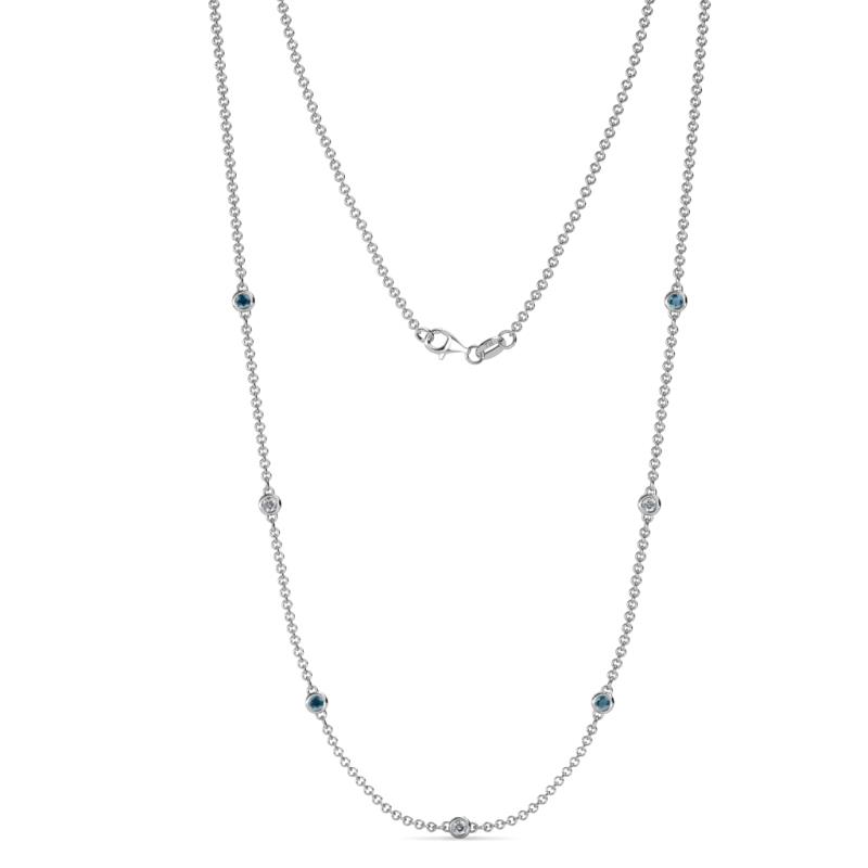 Salina (7 Stn/2.3mm) London Blue Topaz and Lab Grown Diamond on Cable Necklace 