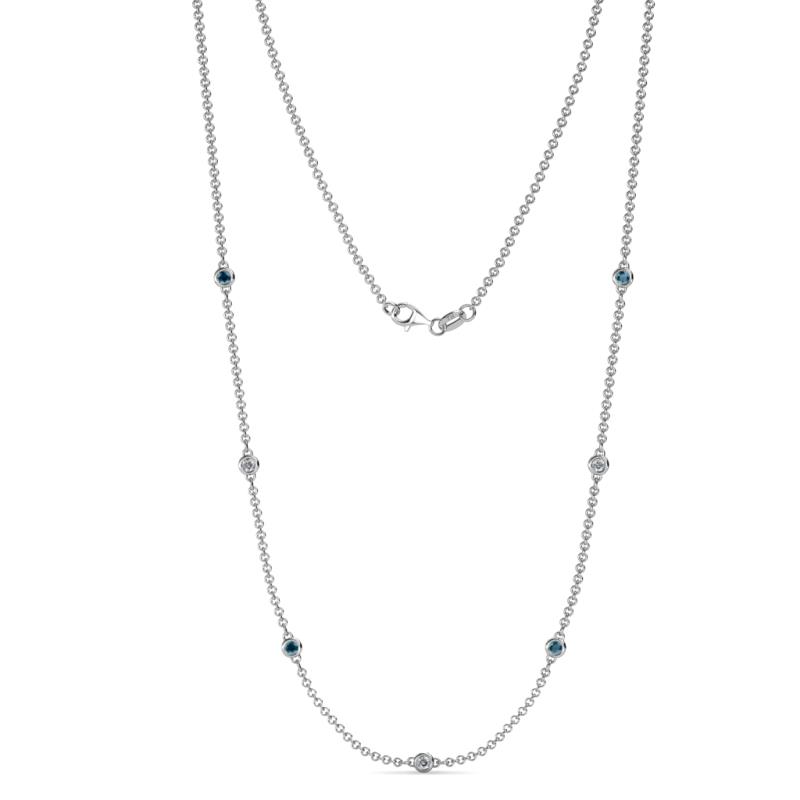 Salina (7 Stn/2.3mm) Blue Diamond and White Lab Grown Diamond on Cable Necklace 