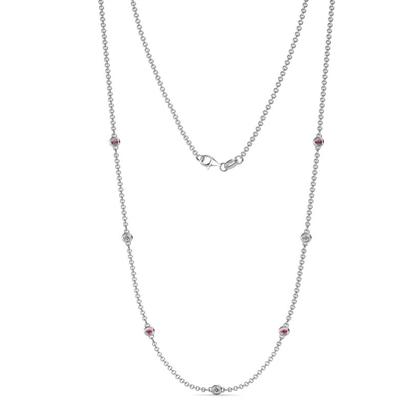 Salina (7 Stn/2.3mm) Rhodolite Garnet and Lab Grown Diamond on Cable Necklace 