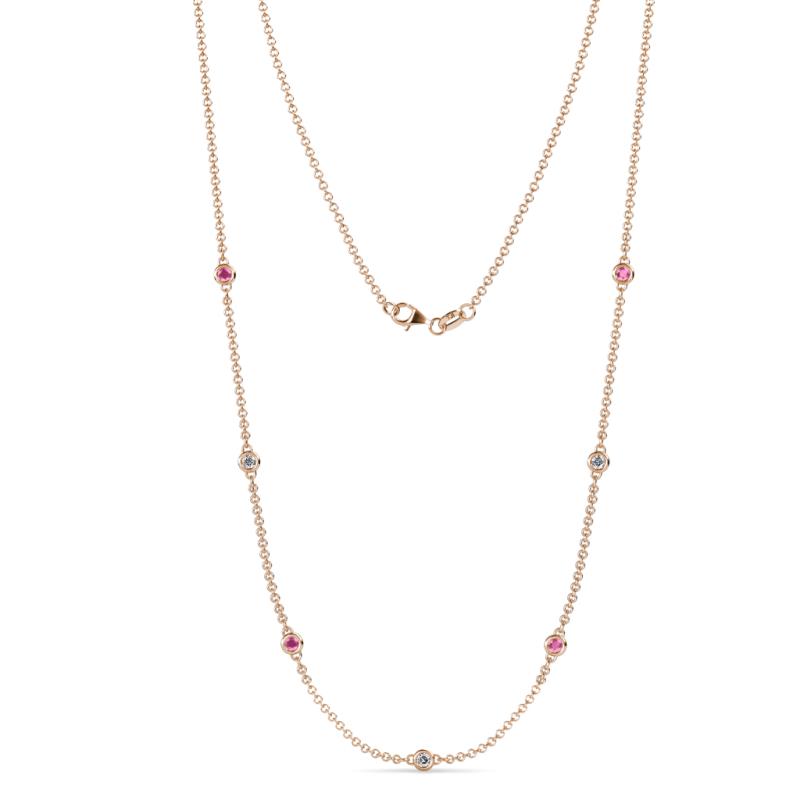 Salina (7 Stn/2.6mm) Pink Sapphire and Lab Grown Diamond on Cable Necklace 