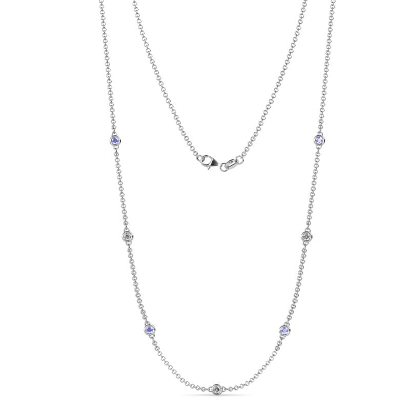 Salina (7 Stn/2.6mm) Tanzanite and Lab Grown Diamond on Cable Necklace 