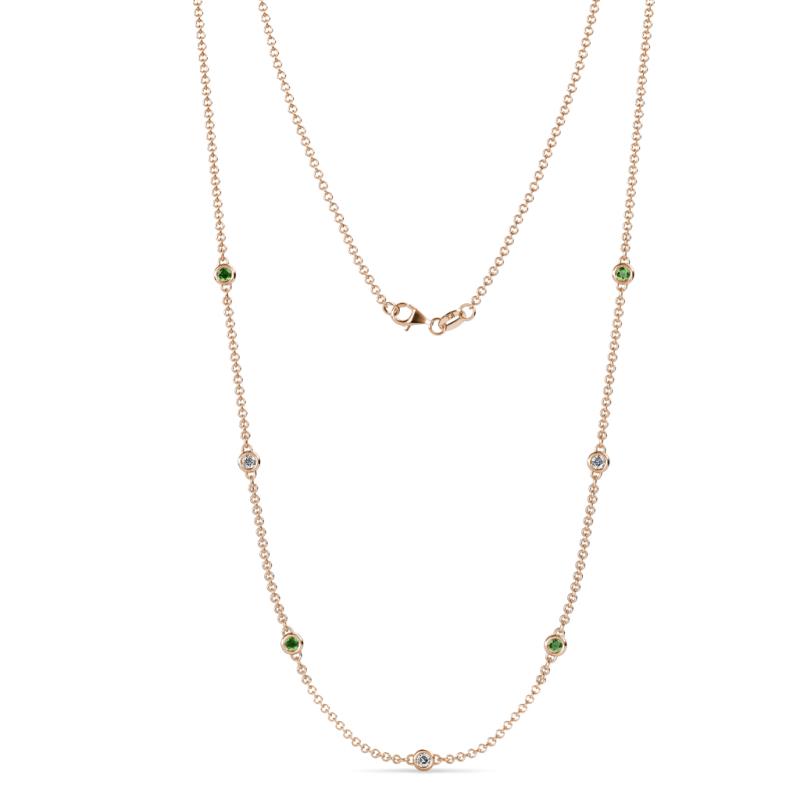 Salina (7 Stn/2.6mm) Green Garnet and Lab Grown Diamond on Cable Necklace 