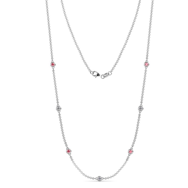Salina (7 Stn/2.6mm) Pink Tourmaline and Lab Grown Diamond on Cable Necklace 