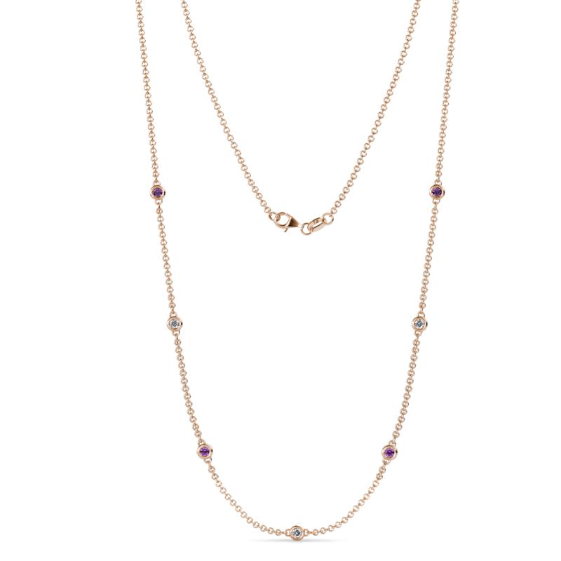 Salina (7 Stn/2.6mm) Amethyst and Lab Grown Diamond on Cable Necklace 