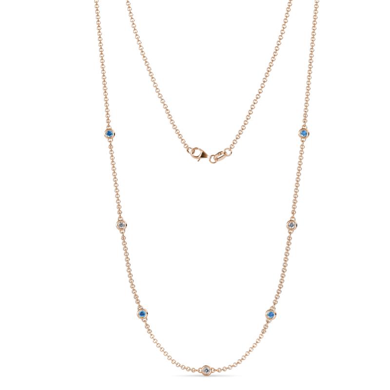 Salina (7 Stn/2.6mm) Blue Topaz and Lab Grown Diamond on Cable Necklace 