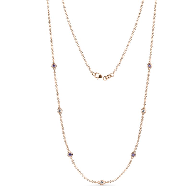 Salina (7 Stn/2.6mm) Iolite and Lab Grown Diamond on Cable Necklace 