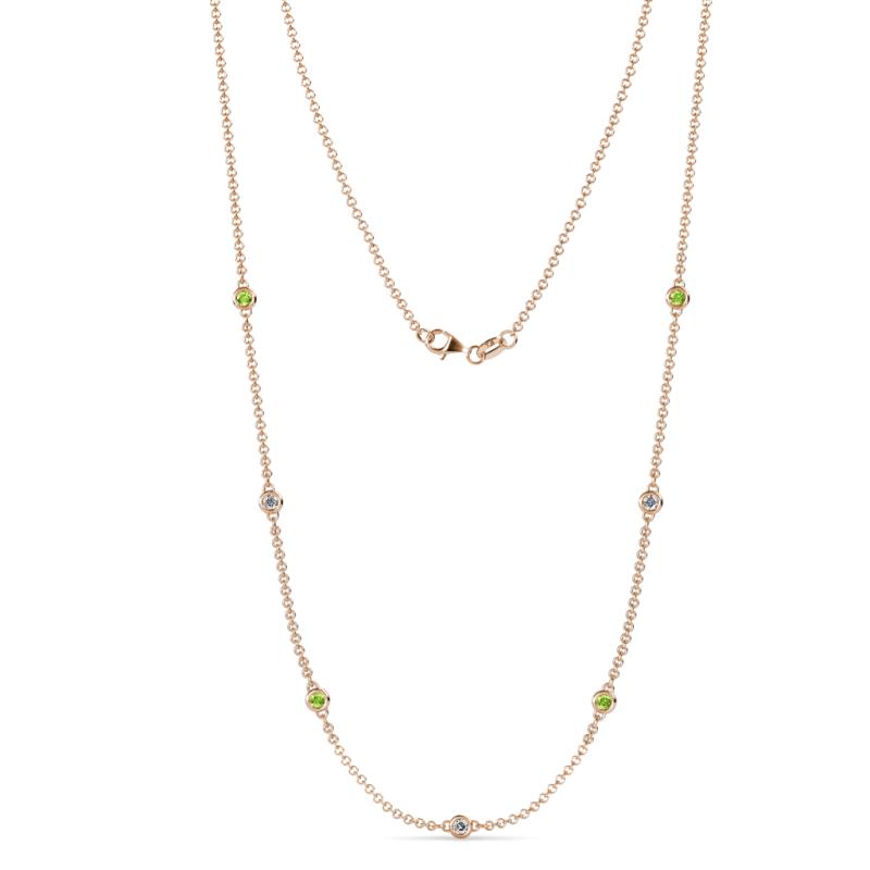 Salina (7 Stn/2.6mm) Peridot and Lab Grown Diamond on Cable Necklace 