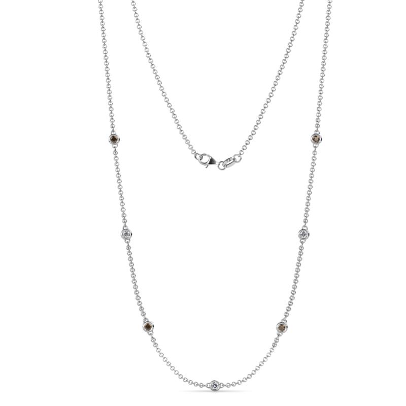 Salina (7 Stn/2.6mm) Smoky Quartz and Lab Grown Diamond on Cable Necklace 