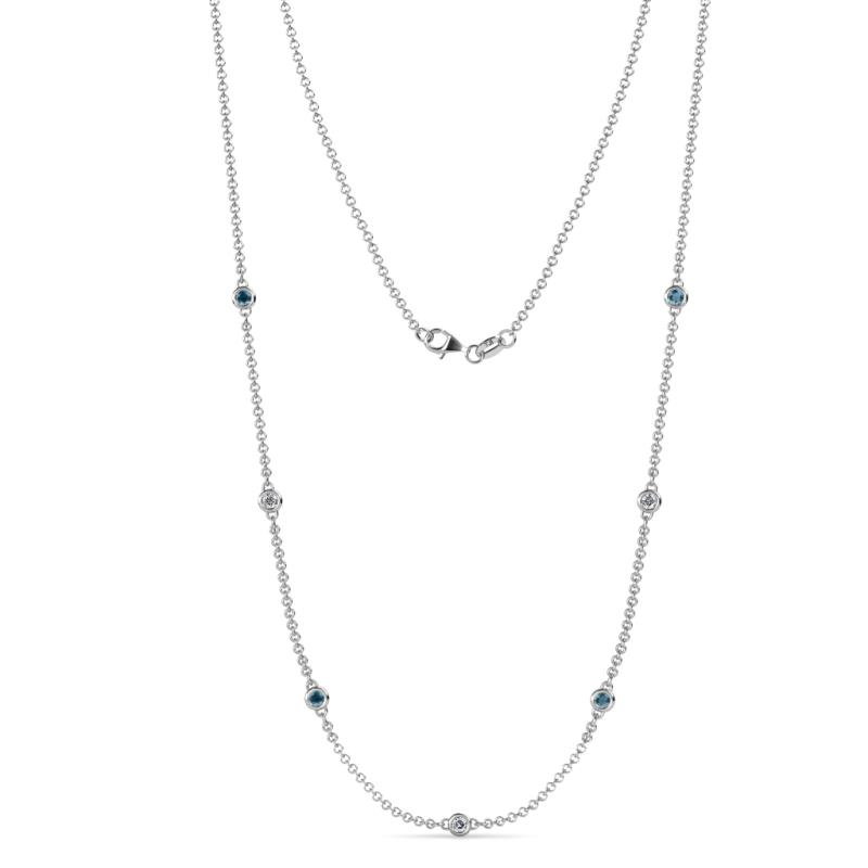 Salina (7 Stn/2.6mm) London Blue Topaz and Lab Grown Diamond on Cable Necklace 