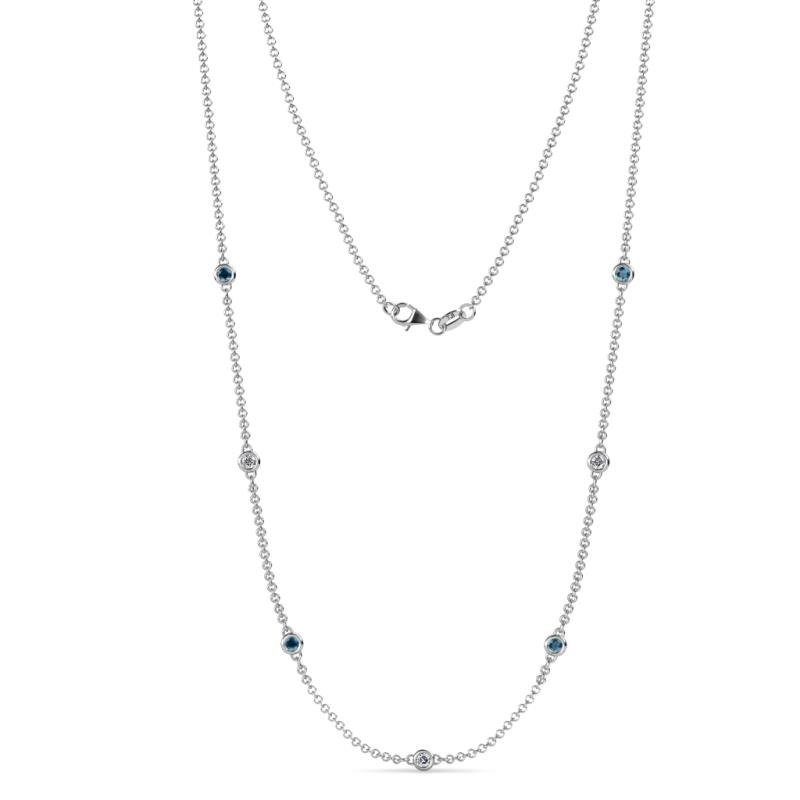 Salina (7 Stn/2.6mm) Blue and White Lab Grown Diamond on Cable Necklace 