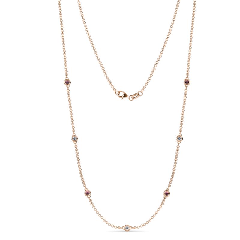 Salina (7 Stn/2.6mm) Rhodolite Garnet and Lab Grown Diamond on Cable Necklace 