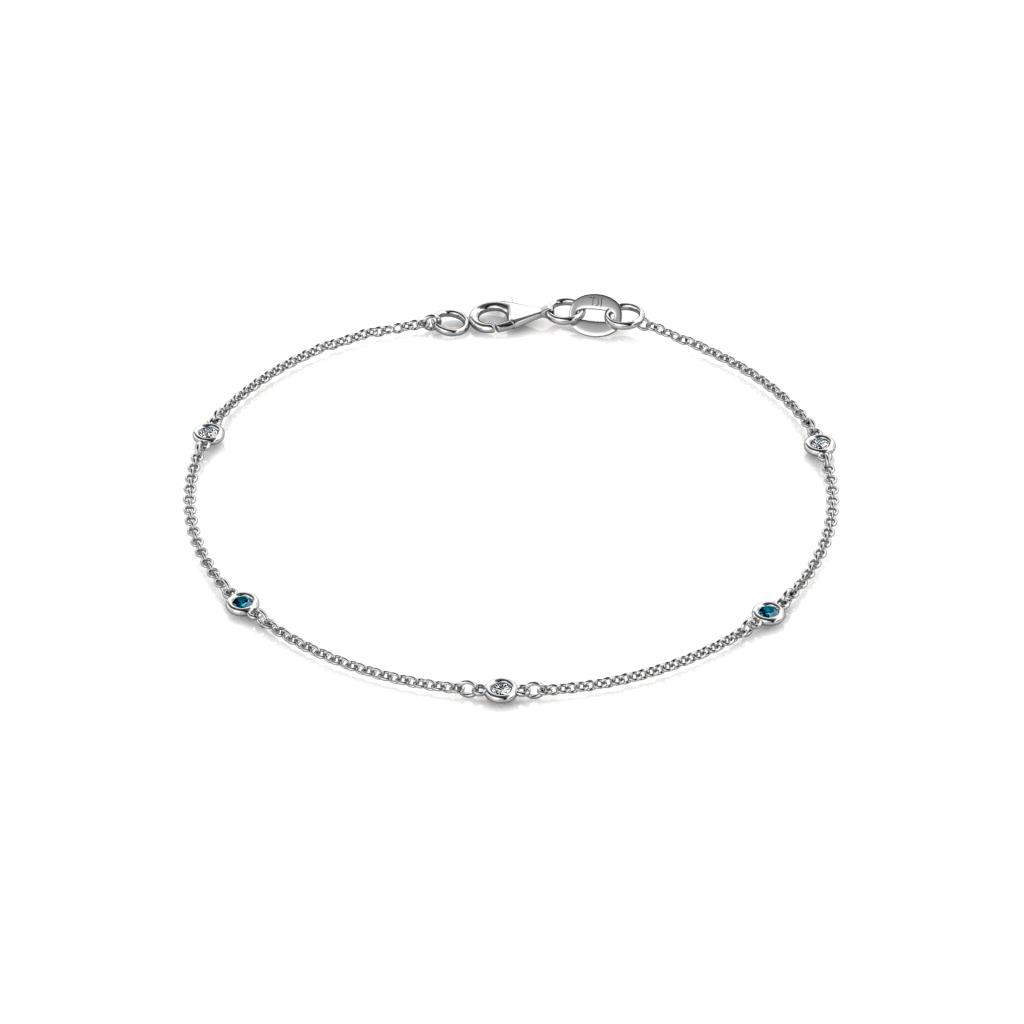 Aizza (5 Stn/2mm) Blue Diamond and White Lab Grown Diamond Station Bracelet 