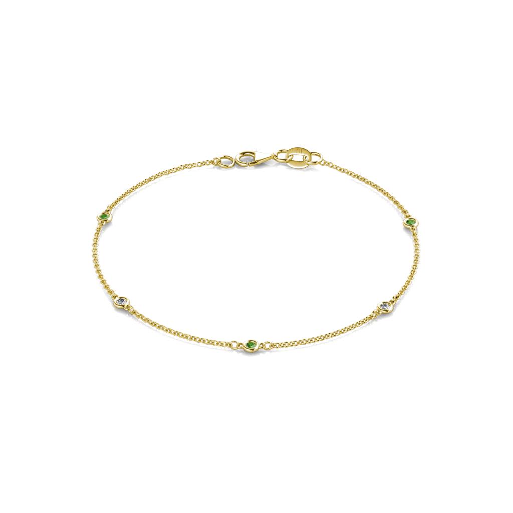 Aizza (5 Stn/2mm) Green Garnet and Lab Grown Diamond Station Bracelet 
