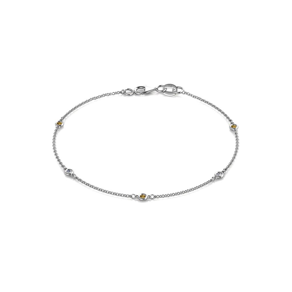 Aizza (5 Stn/2mm) Citrine and Lab Grown Diamond Station Bracelet 