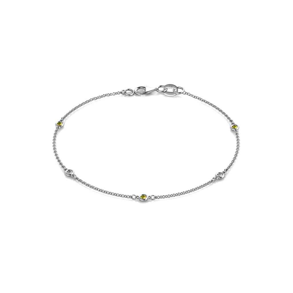 Aizza (5 Stn/2mm) Yellow Diamond and White Lab Grown Diamond Station Bracelet 