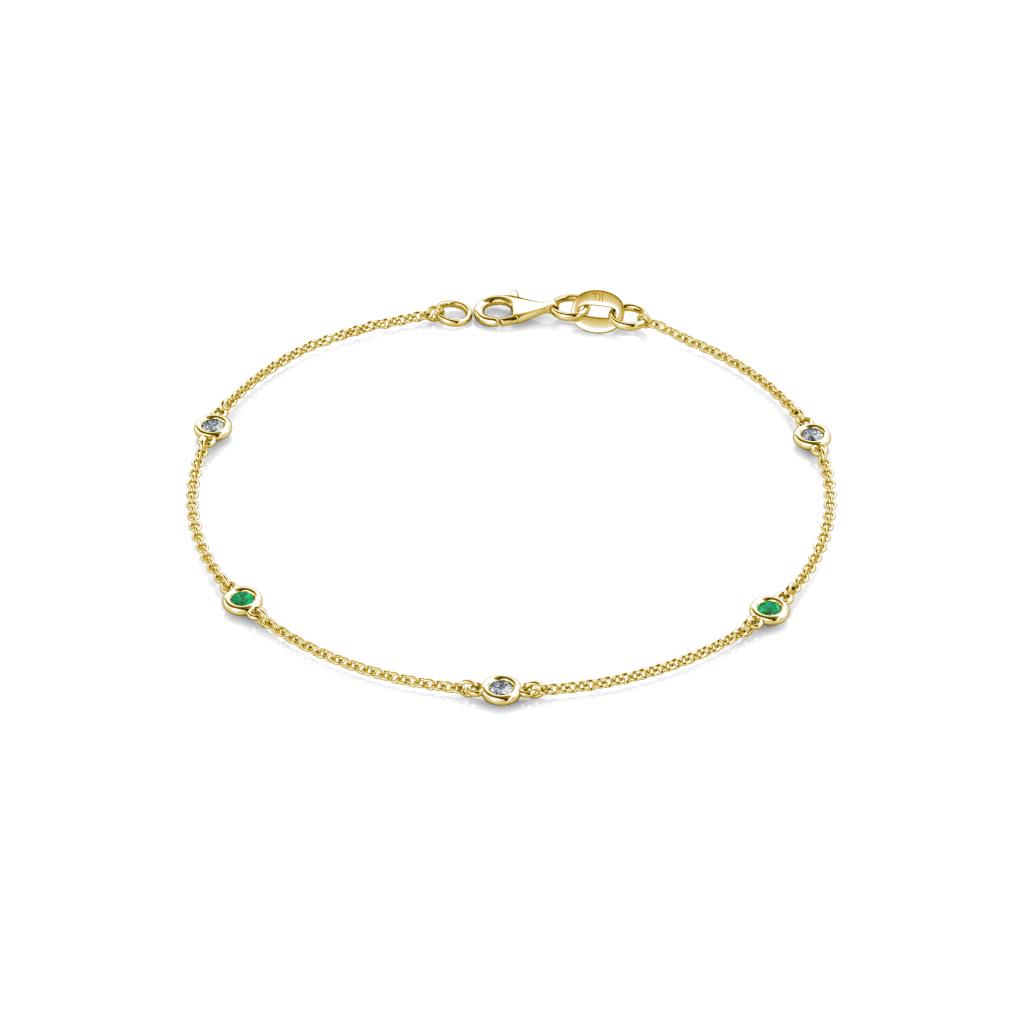 Aizza (5 Stn/2.4mm) Emerald and Lab Grown Diamond Station Bracelet 