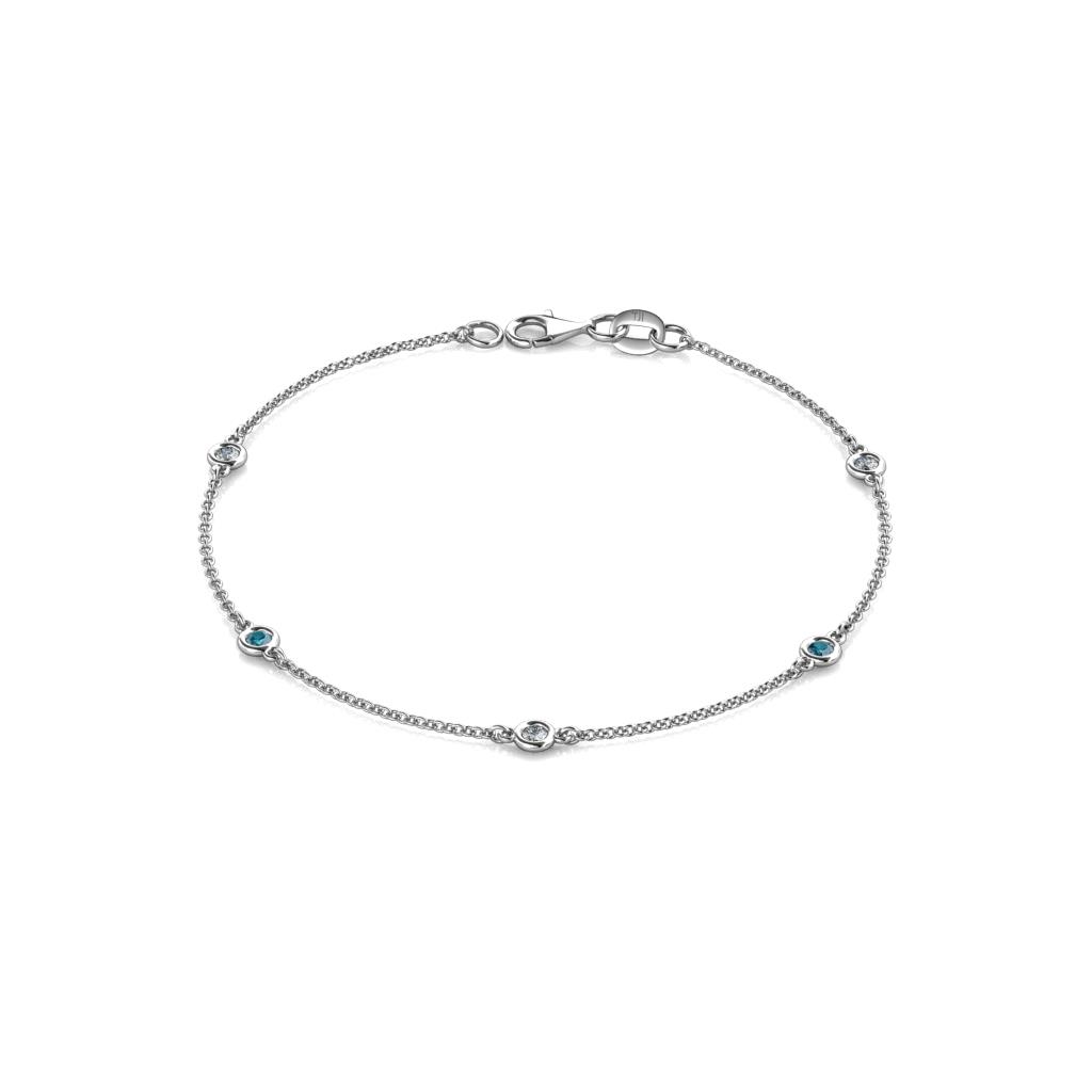 Aizza (5 Stn/2.4mm) London Blue Topaz and Lab Grown Diamond Station Bracelet 