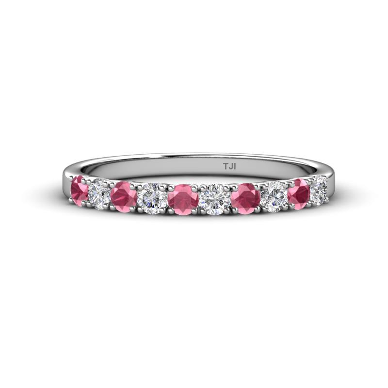 Emlynn 2.70 mm Rhodolite Garnet and Diamond 10 Stone Wedding Band 