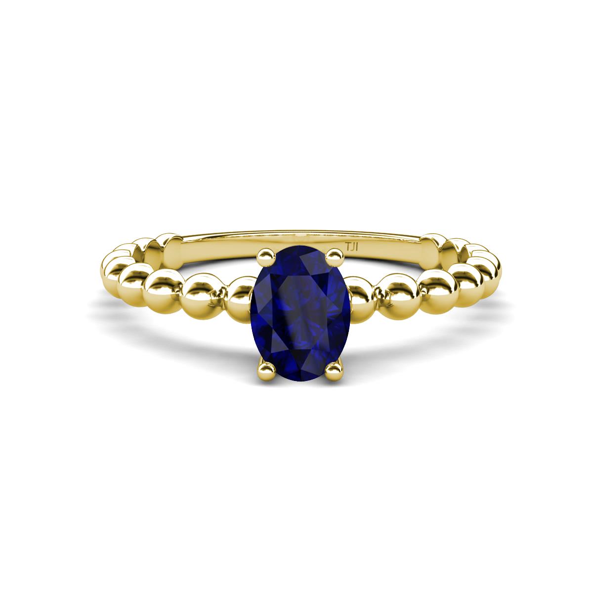 Helen Bold Oval Cut Blue Sapphire Solitaire Promise Ring 