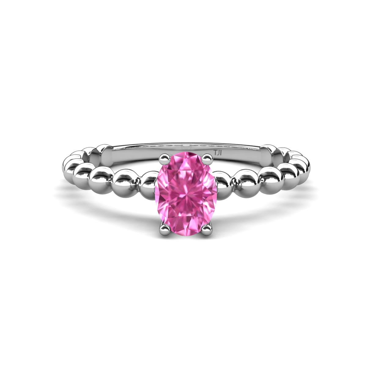 Helen Bold Oval Cut Pink Sapphire Solitaire Promise Ring 