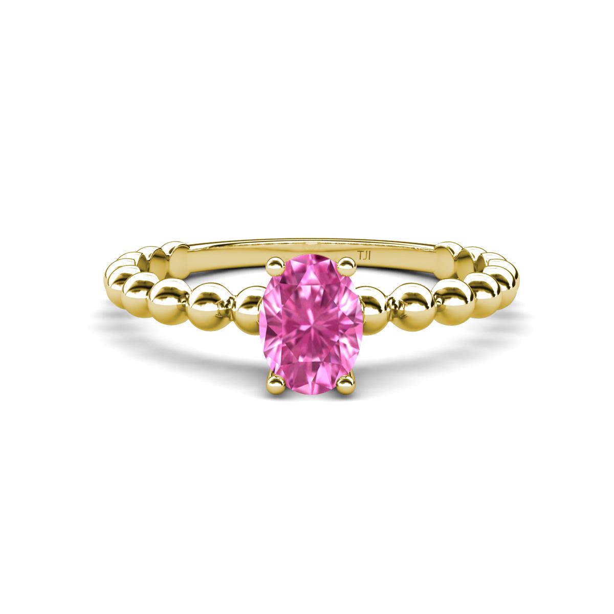 Helen Bold Oval Cut Pink Sapphire Solitaire Promise Ring 