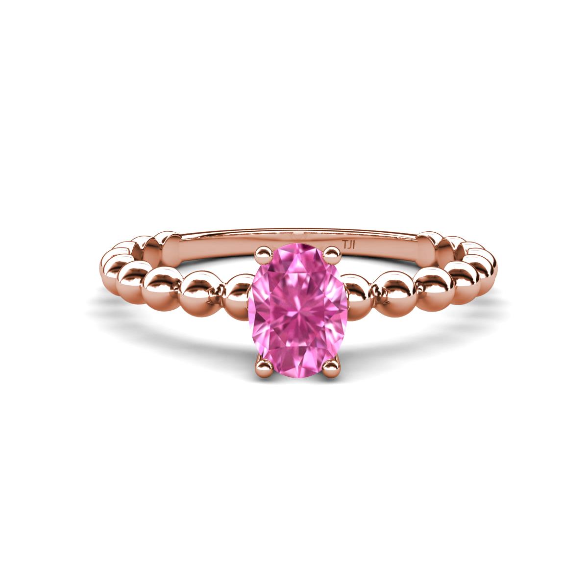 Helen Bold Oval Cut Pink Sapphire Solitaire Promise Ring 